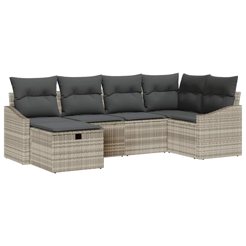 Set di divani 6 pcs Grigio chiaro e grigio polyrattan