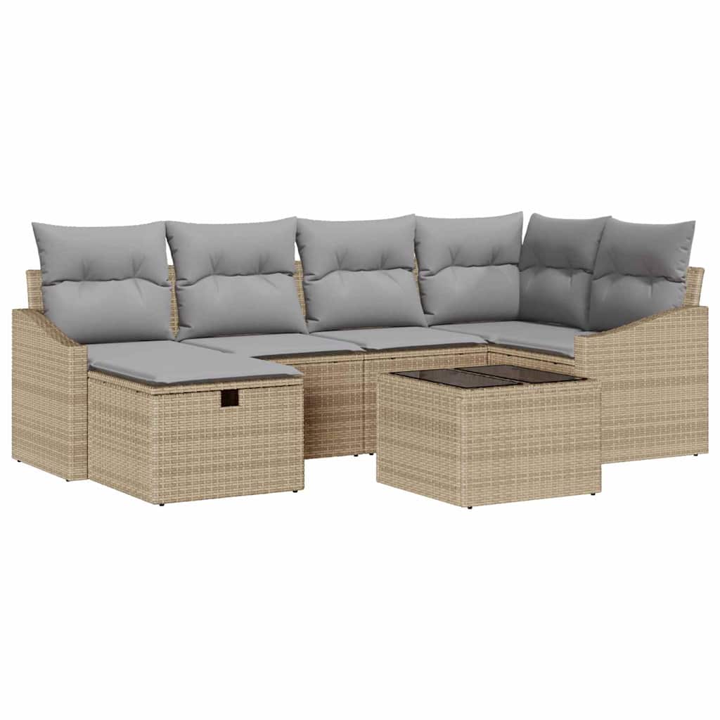 Set di divani con cuscino Beige e Grigio Chiaro polyrattan