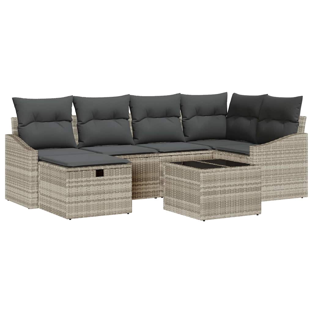 Set di divani 7 pcs Grigio chiaro e grigio polyrattan