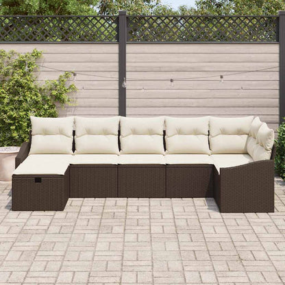Set di divani con cuscino con archiviazione Marrone polyrattan