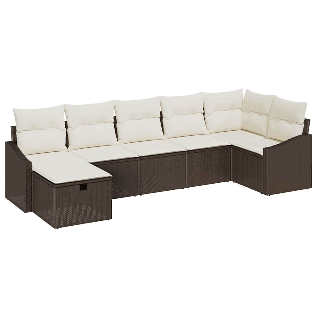 Set di divani con cuscino con archiviazione Marrone polyrattan