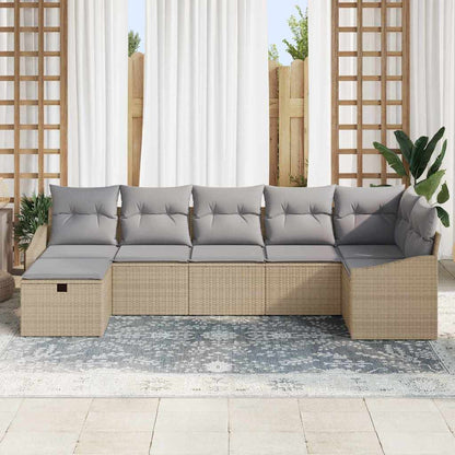 Set di divani con cuscino con archiviazione Beige polyrattan