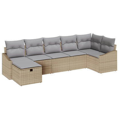 Set di divani con cuscino con archiviazione Beige polyrattan