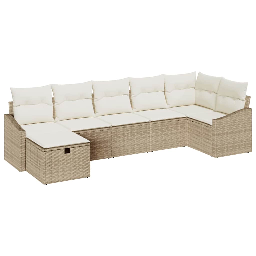 Set di divani con cuscino con archiviazione Beige polyrattan