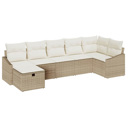 Set di divani con cuscino con archiviazione Beige polyrattan