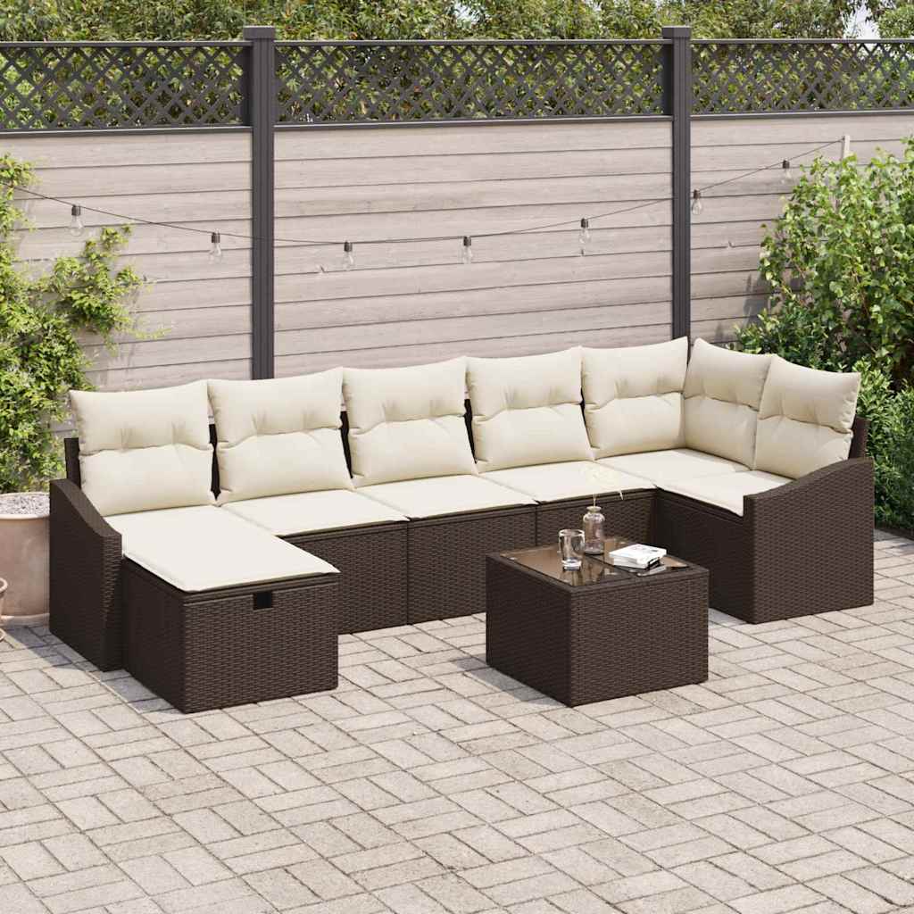 Set di divani con cuscino con archiviazione Marrone polyrattan