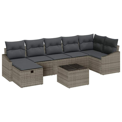 Set di divani con cuscino con archiviazione Grigio polyrattan