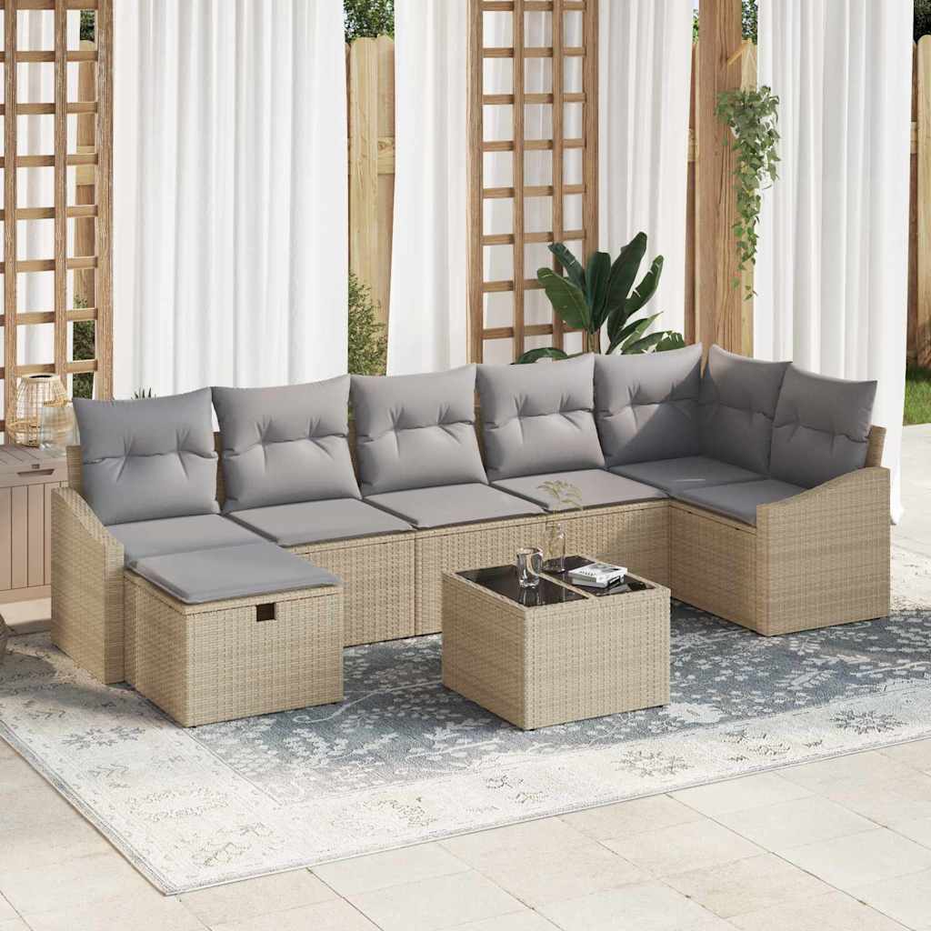 Set di divani con cuscino con archiviazione Beige polyrattan
