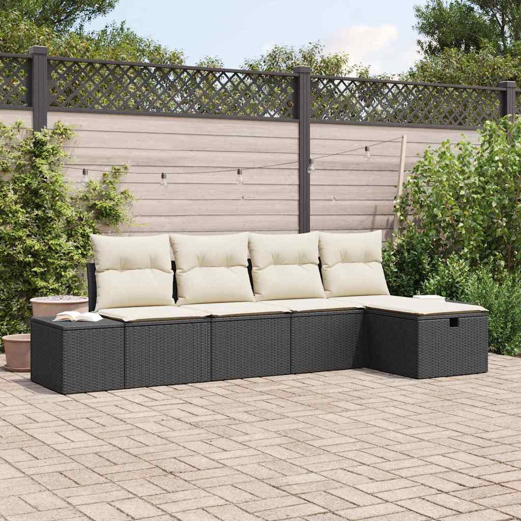 Set Divano da Giardino con cuscino 5 pcs polyrattan