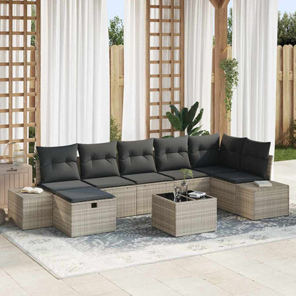 Set Divano da Giardino 8 pcs Grigio chiaro polyrattan