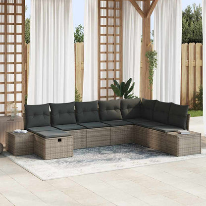Set Divano da Giardino con cuscino 8 pcs Grigio polyrattan