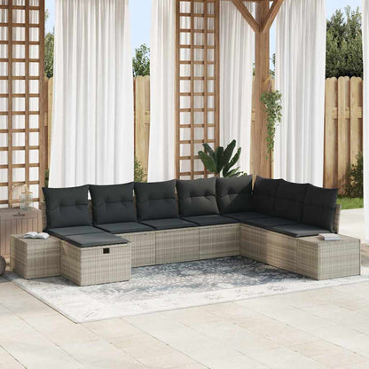 Set Divano da Giardino 8 pcs Grigio chiaro polyrattan