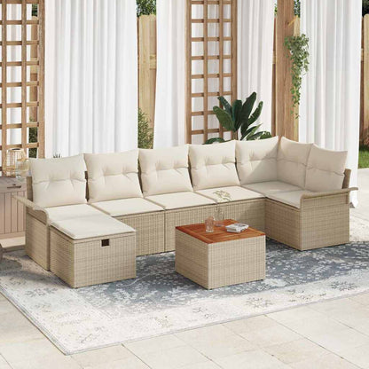 Set Divano da Giardino con cuscino 8 pcs Beige polyrattan
