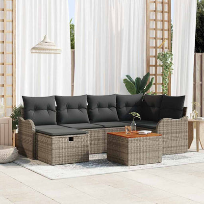 Set Divano da Giardino con cuscino 7 pcs Grigio polyrattan