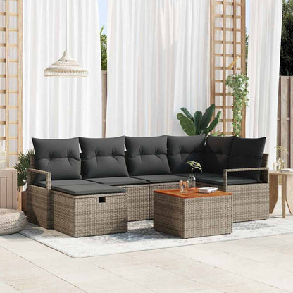 Set Divano da Giardino con cuscino 7 pcs Grigio polyrattan