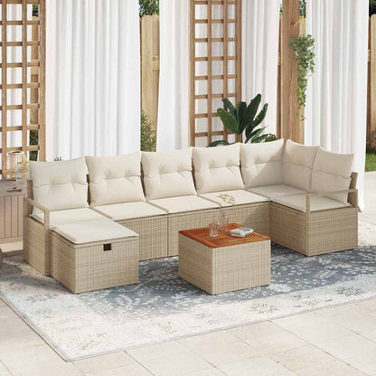 Set Divano da Giardino con cuscino 8 pcs Beige polyrattan