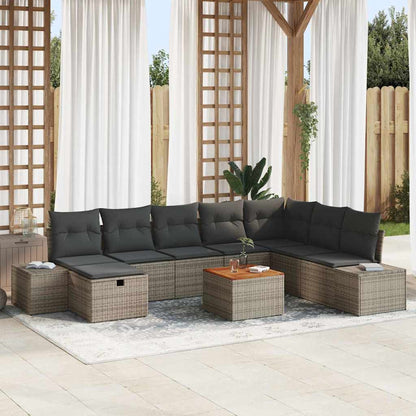 Set Divano da Giardino con cuscino 9 pcs Grigio polyrattan