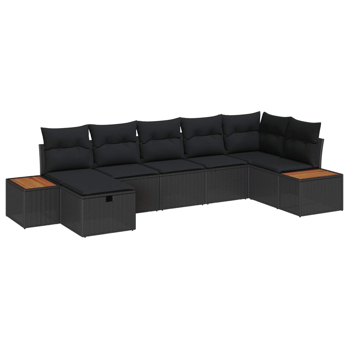 Set Divano da Giardino con cuscino 8 pcs Nero polyrattan