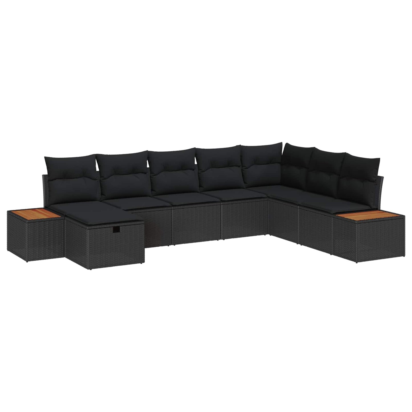 Set Divano da Giardino con cuscino 8 pcs Nero polyrattan