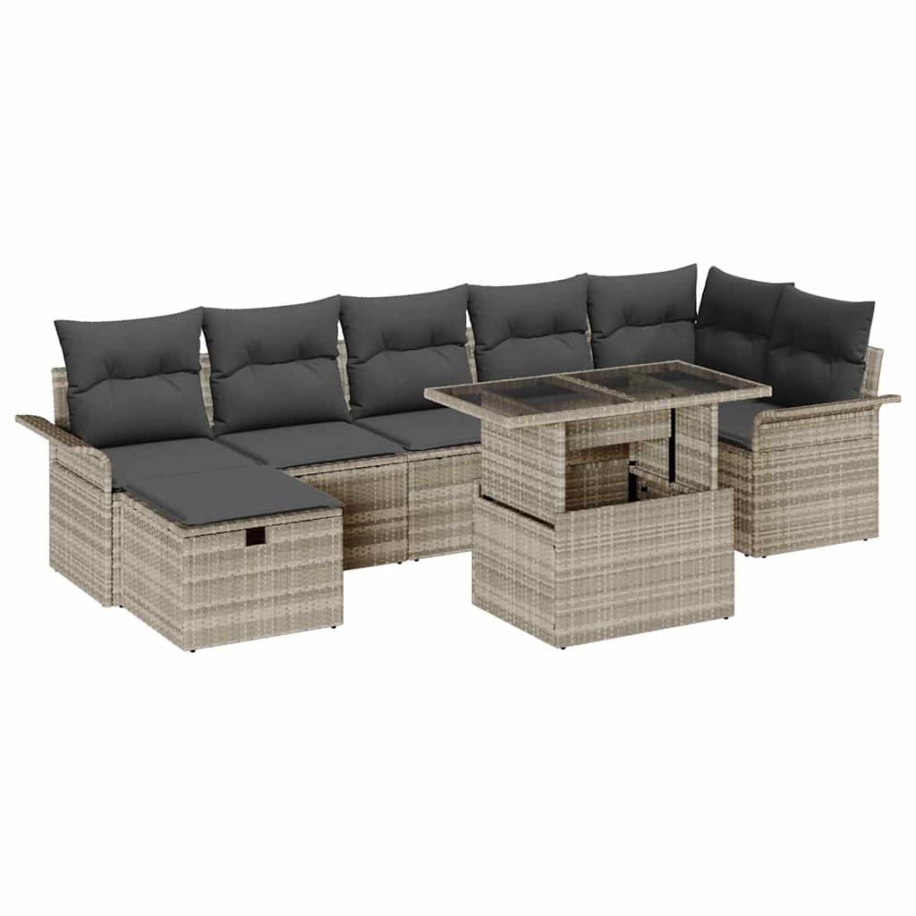 Set Divano da Giardino 8 pcs Grigio chiaro Poly Rattan