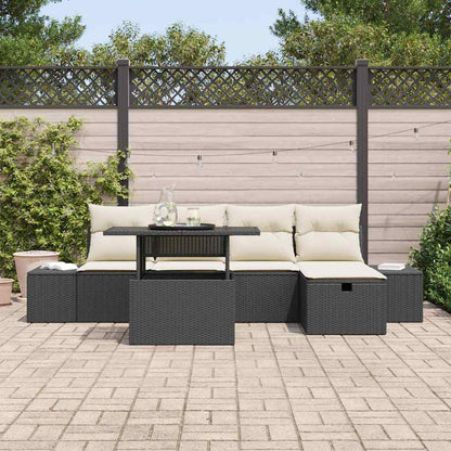 Set Divano da Giardino 6 pcs Nero Poly Rattan