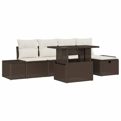 Set Divano da Giardino 6 pcs Marrone Poly Rattan