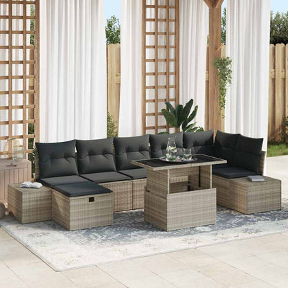 Set Divano da Giardino 8 pcs Grigio chiaro Poly Rattan