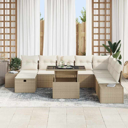 Set Divano da Giardino 11 pcs Beige Poly Rattan