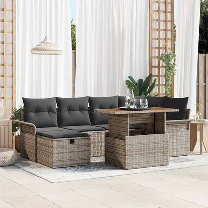 Set Divano da Giardino con cuscino 7 pcs Grigio polyrattan
