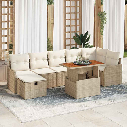 Set Divano da Giardino con cuscino 8 pcs Beige polyrattan