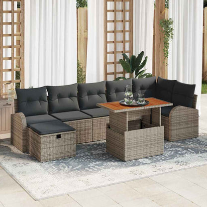 Set Divano da Giardino con cuscino 8 pcs Grigio polyrattan