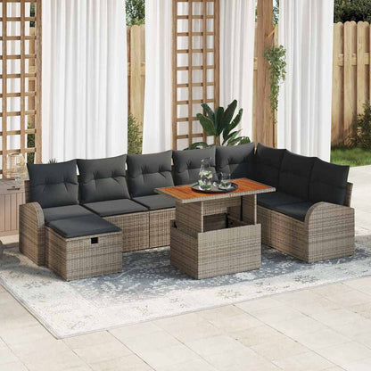 Set Divano da Giardino con cuscino 9 pcs Grigio polyrattan