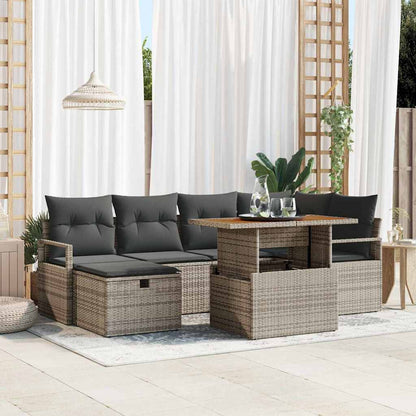 Set Divano da Giardino con cuscino 7 pcs Grigio polyrattan