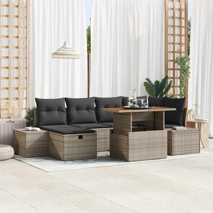 Set Divano da Giardino con cuscino 7 pcs Grigio polyrattan