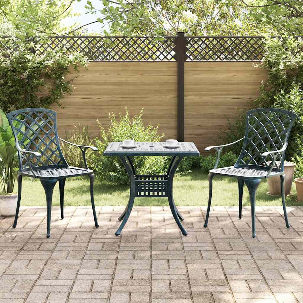 Set da Pranzo per Giardino 3 pcs Verde Alluminio