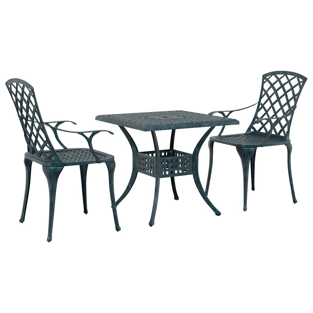 Set da Pranzo per Giardino 3 pcs Verde Alluminio