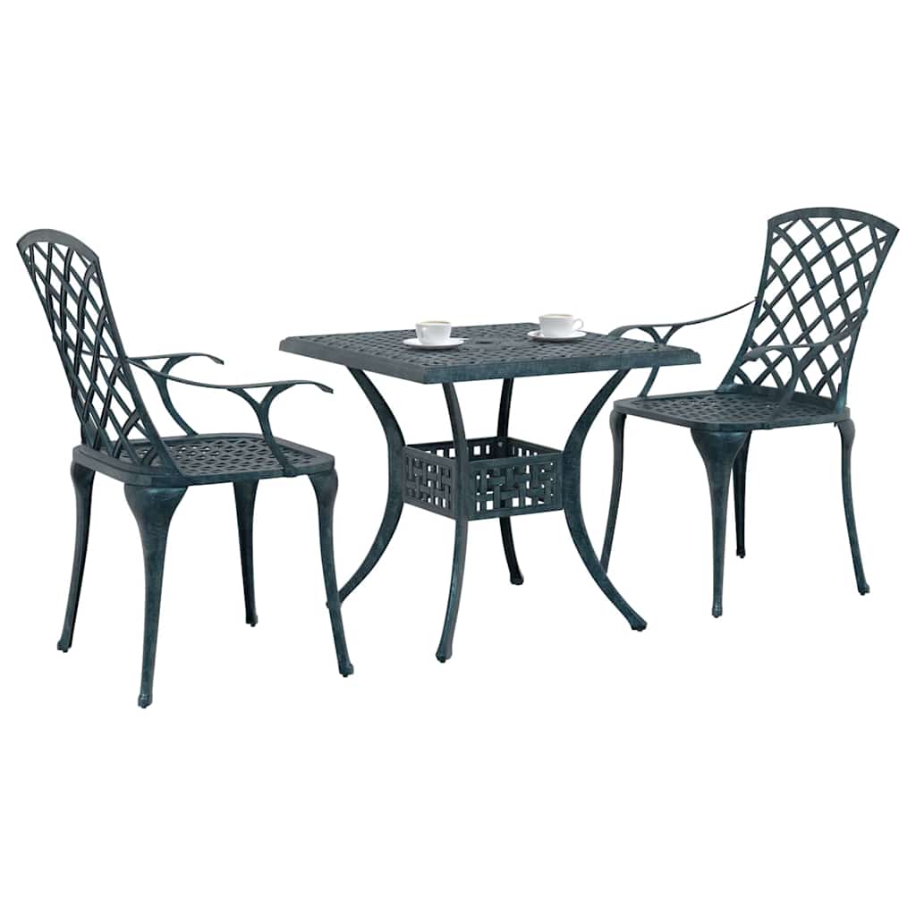 Set da Pranzo per Giardino 3 pcs Verde Alluminio