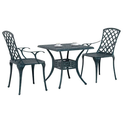 Set da Pranzo per Giardino 3 pcs Verde Alluminio