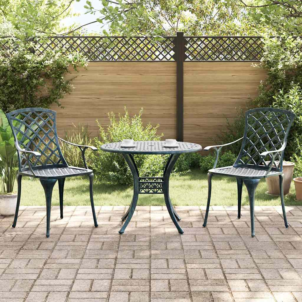 Set da Pranzo per Giardino 3 pcs Verde Alluminio