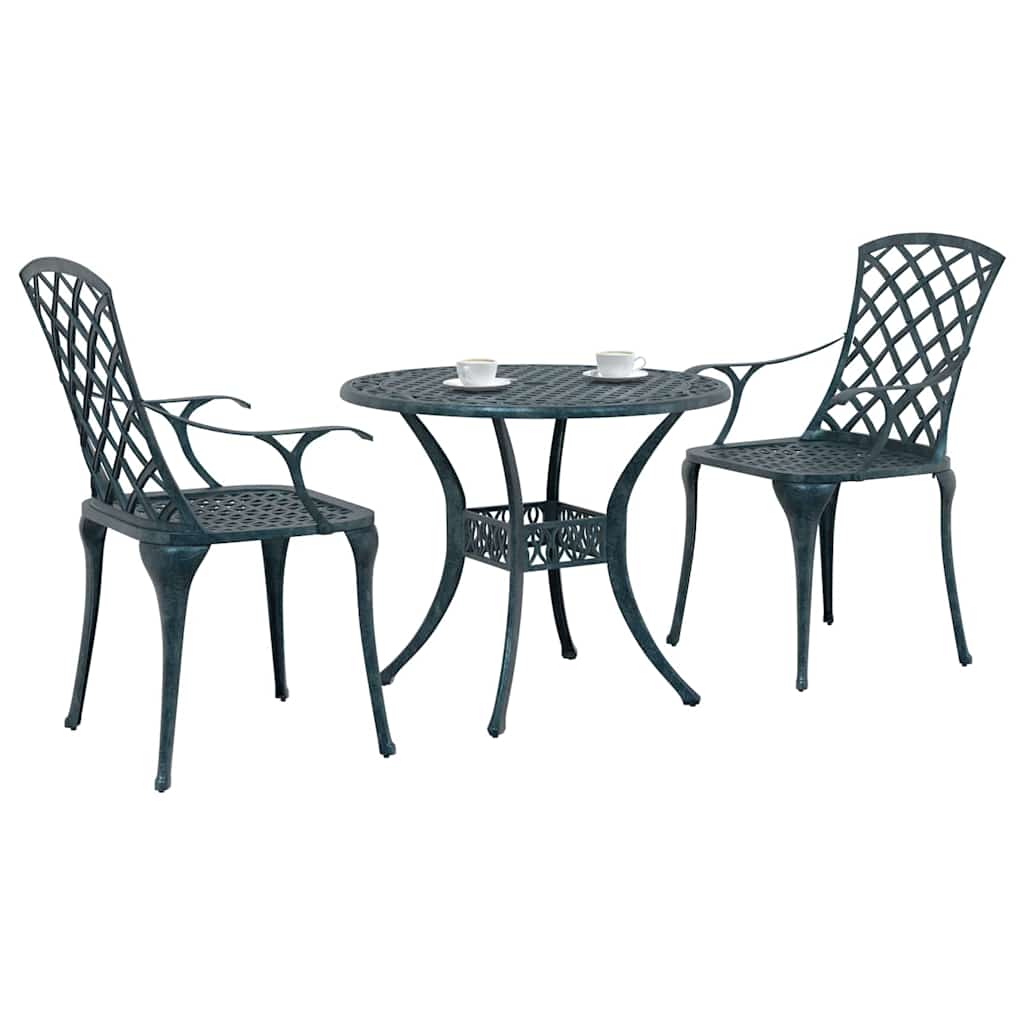 Set da Pranzo per Giardino 3 pcs Verde Alluminio