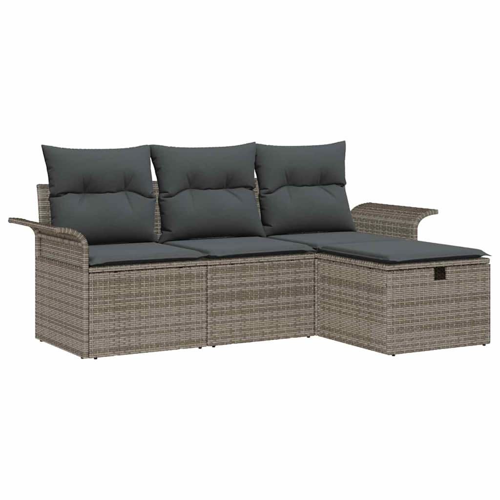 Set Divano da Giardino con cuscino 4 pcs Poly Rattan
