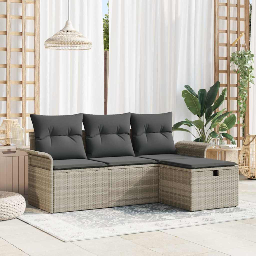 Set Divano da Giardino con cuscino 4 pcs Poly Rattan