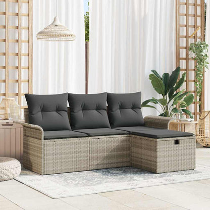 Set Divano da Giardino con cuscino 4 pcs Poly Rattan