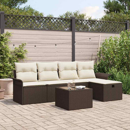 Set Divano da Giardino con cuscino 6 pcs Marrone Poly Rattan
