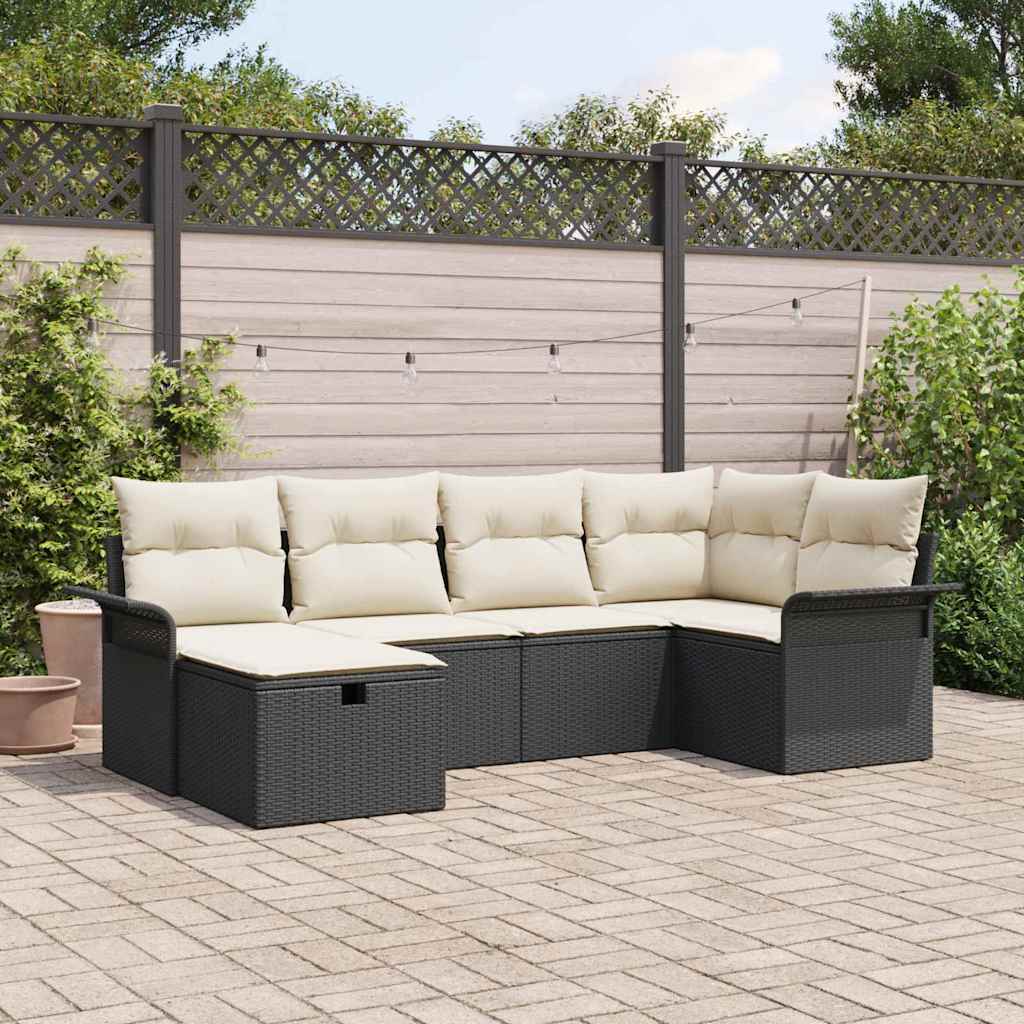 Set Divano da Giardino con cuscino 6 pcs Poly Rattan