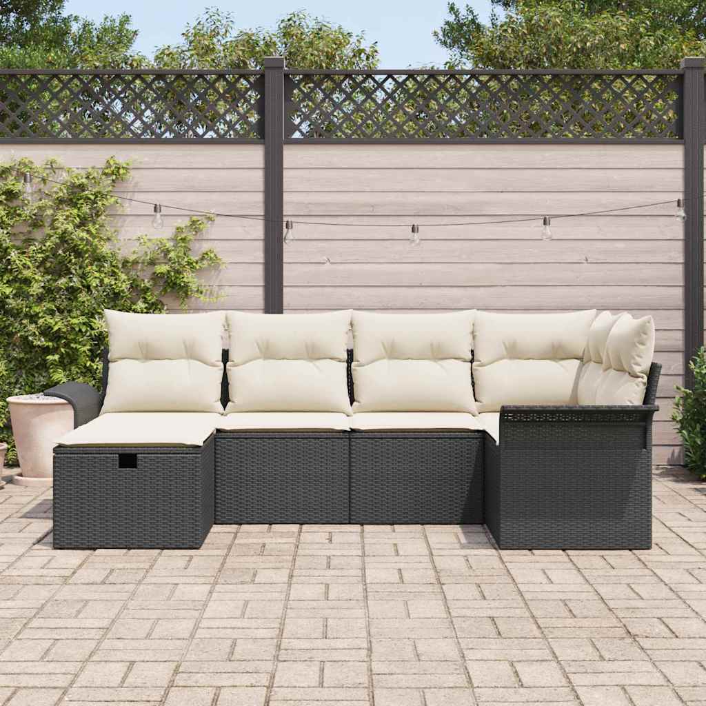Set Divano da Giardino con cuscino 6 pcs Poly Rattan