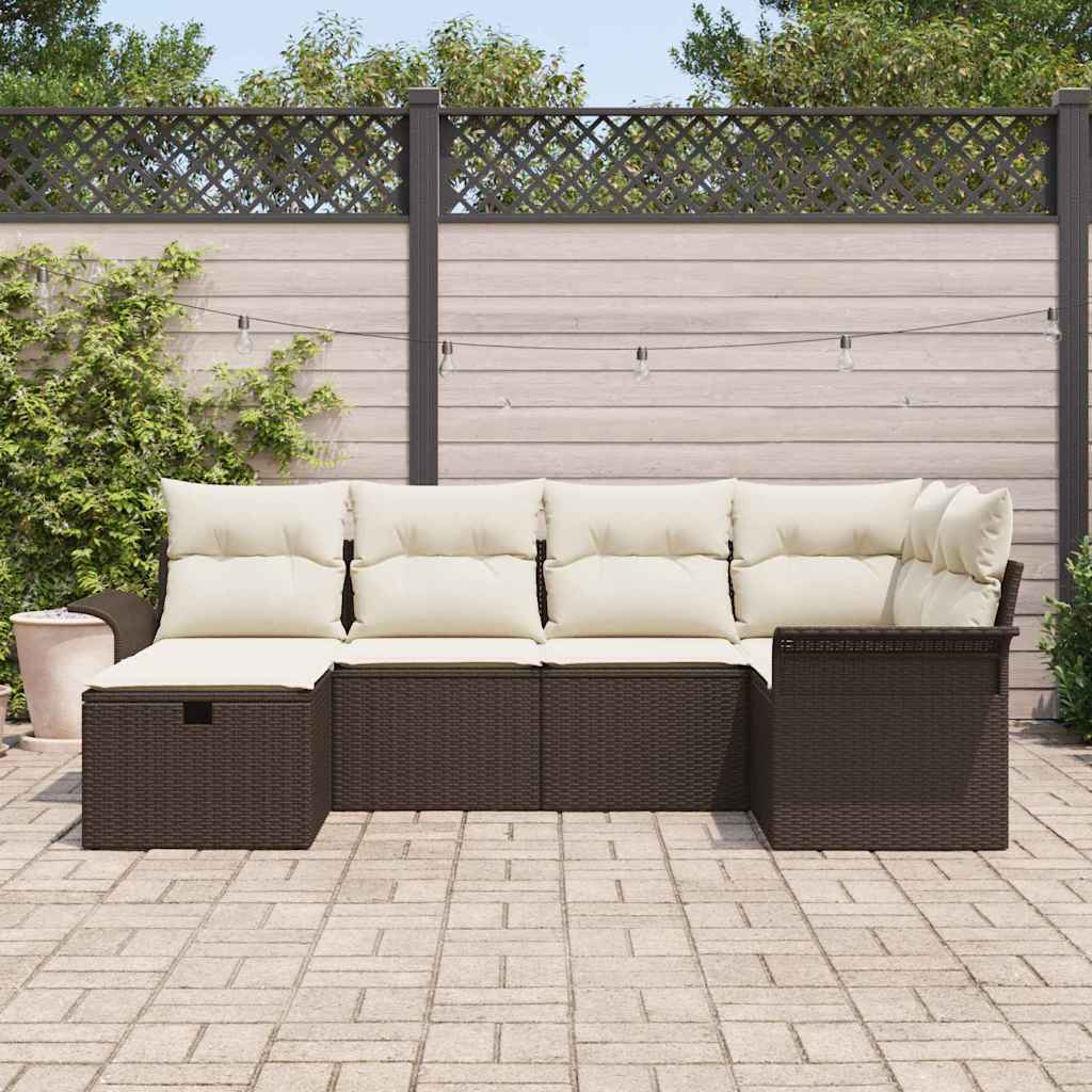 Set Divano da Giardino con cuscino 6 pcs Poly Rattan