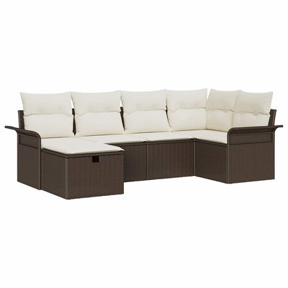 Set Divano da Giardino con cuscino 6 pcs Poly Rattan