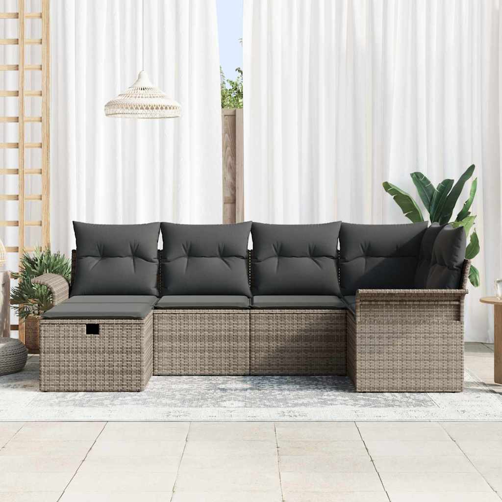 Set Divano da Giardino con cuscino 6 pcs Poly Rattan