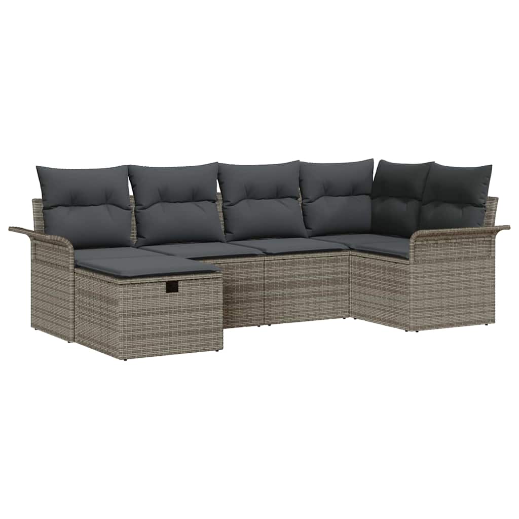 Set Divano da Giardino con cuscino 6 pcs Poly Rattan